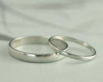 Platinum Wedding Bands Platinum Wedding Set His and Hers Set Platinum Wedding Rings 3mm and 1.5mm Platinum Men's Ring Platinum Women's Ring