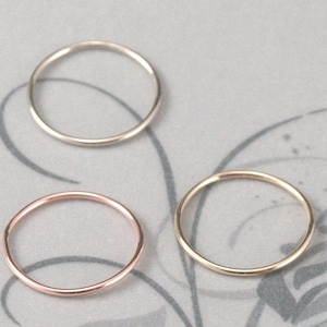 Roll Me Round--Solid 14K Gold Stacking Ring--One Round Band in Your Choice of Yellow, Rose or White Gold