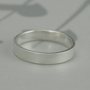 The Straight and Narrow Thin BandsSolid Sterling Silver Flat Edge Wedding Ring SetModern His and Hers Bands image 4