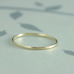 Gold Midi Ring~Yellow Gold Band~Super Skinny Minnie~1mm Wide by .5mm Thick~Women&#39;s Wedding Band~10K Midi Band~Thin Gold Band~Petite Ring