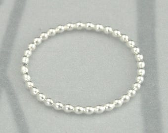Silber Bubble Band--Sterling Silber Stapelring--Sterling Silber Spacer Band--Dünne Perlen Stapelring--Spezialanfertigung in Ihrer Größe