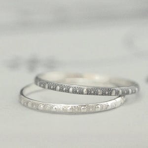 Tiny Urchin Band--Sterling Silver Stacking Ring--Silver Stack Ring--Thin Silver Band--Thin Patterned Band--Dot Pattern Band--Thin Stacker
