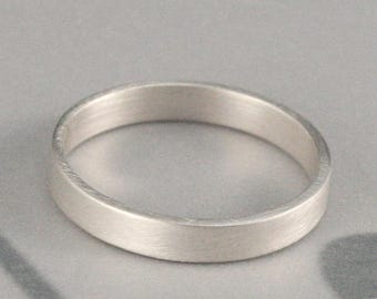 Women's Silver Wedding Ring--The Straight and Narrow Thin Band--3mm wide Flat Edge Solid Sterling Silver Band Custom made in YOUR size