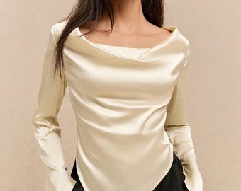 fall-elegant-cowl-neck-blouse-satin-top