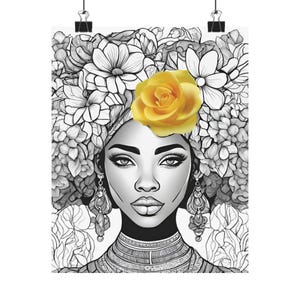 POSTER African Woman Matte Vertical Posters, African American Portrait, Black Woman Wall Art, Ethnic Home Decor Prints, Afro Lady Picture