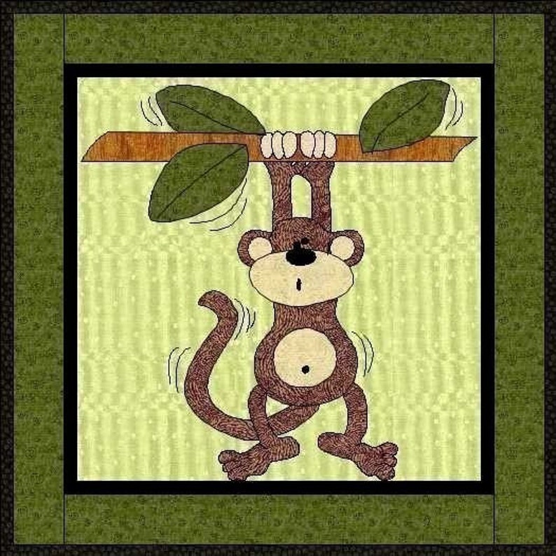 Monty the Monkey Applique Quilt Blockpdf Pattern by Etsy