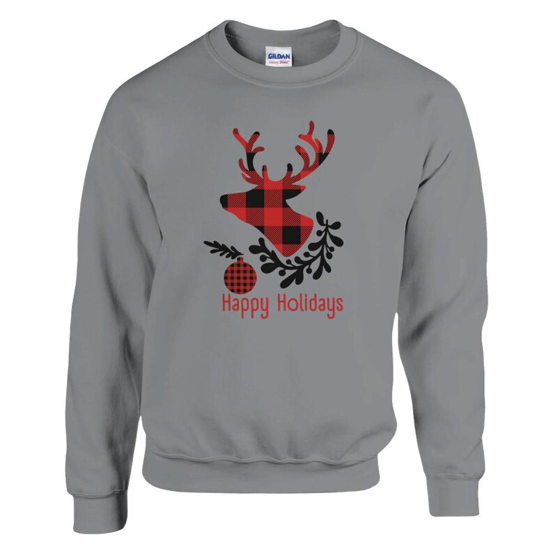 Red Black Deer Christmas Sweatshirt Classic Unisex Crewneck Sweatshirt