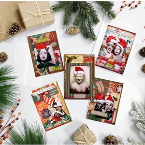 Sassy Handmade Vintage Christmas Cards - Fun Collaged Designs