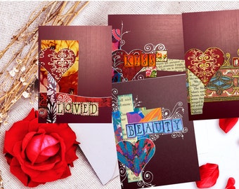 Handmade Greeting cards, Set of 4 Greeting Cards, Paper art cards