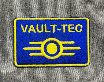 Parche inspirado en Fallout de Vault Tech: insignia de facción bordada de 9 x 6 cm (3,5 x 2,4 pulgadas), termoadhesivo o con velcro, regalo para jugadores.