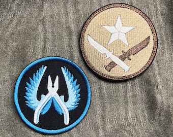 Parches inspirados en la lucha contra el terrorismo y el terrorismo CS: insignia táctica bordada de 7,5 x 7,5 cm (3 x 3 pulgadas), termoadhesiva o con velcro, ideal como regalo para jugadores.