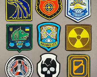 Zonefactie-patchset – 9 op stalkers geïnspireerde geborduurde tactische patches - bundel of enkel, cosplay, airsoft, post-apocalyps, rugzak