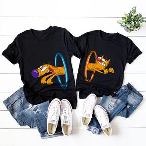 CatDog Cartoon Matching Couple T-Shirt, Men's and Women's Sizes (MAC-82081)