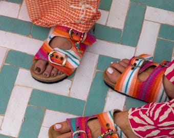 Haik Fabric Sandals: Adjustable Straps, Suede Lining, Cotton Comfort