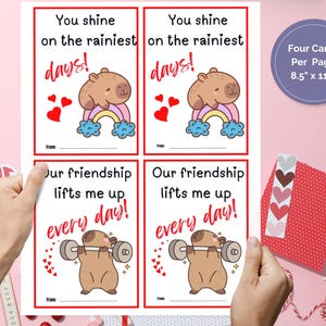 24 Capybaras Valentine Cards for Kids School Party Supplies Printable Capybara Valentines Day Preschool Valentines Cards Kids Valentine Card