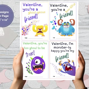 24 Monster Valentinstagskarten für die Schule Süße Valentinstagskarte Jungen Mädchen Valentinstag für die Schule Partyzubehör für den Valentinstag Kinderkarte