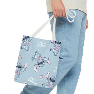 Cute Cartoon Stitch Tote Bag, Stylish Shopping Bag, Eco-Friendly Tote, Casual Everyday Use, Gift for Disney Fans, Fun Accessory