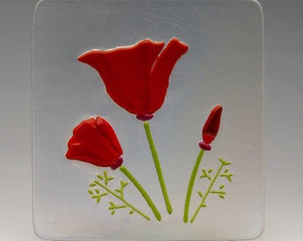 California Poppies Glass Tray