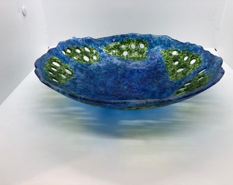 Decorative blue leaf bowl