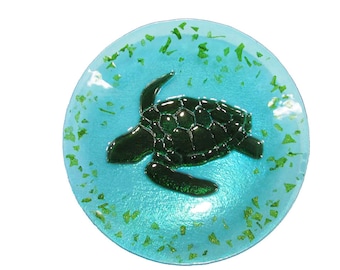 Sea Turtle Fused Art Glass Platter