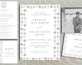 Classic Shell Wedding Invitation Suite