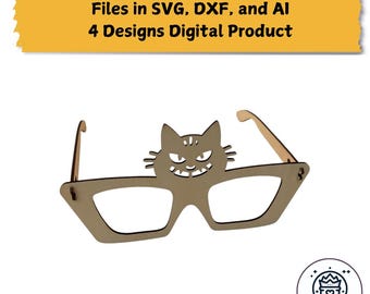 Archivos digitales para gafas de madera con diseño de Halloween - Diseño de corte por láser - SVG DXF AI