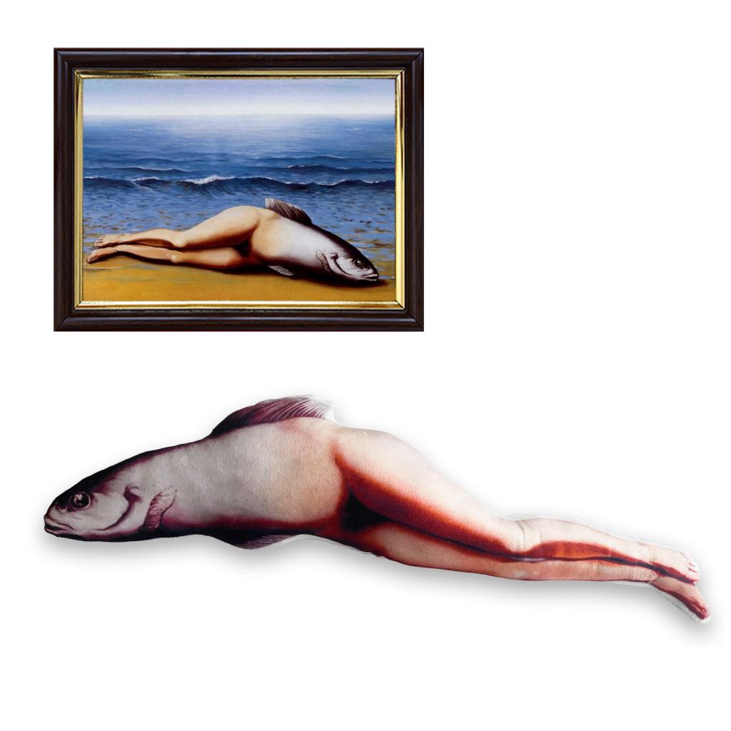 Magritte Surrealist Plush Pillow: Fish Woman Art Cushion - Etsy