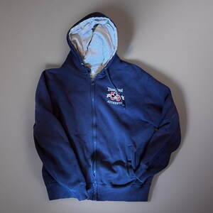 Sudadera con capucha Disneyland para mujer, pequeña, azul, con cremallera, estilo vintage imagen 3