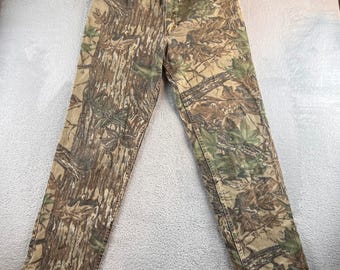 Pantalones de caza vaqueros de camuflaje Realtree de Cabela's, talla 38 (34x33), hechos en EE. UU., corte recto.