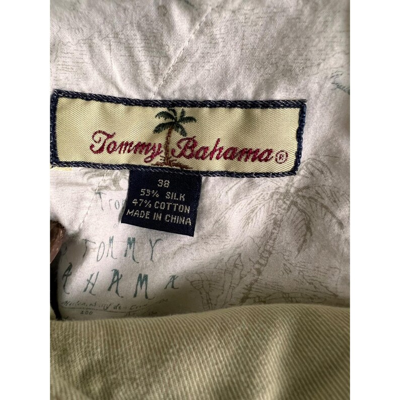 Tommy Bahama Mens Khaki Tan Silk Cotton Blend Cargo Shorts Size 38 fits 36 Tan image 3