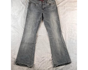 Vintage SO Stretch Bootcut Jeans Womens 11 Faded Blue Floral Boho