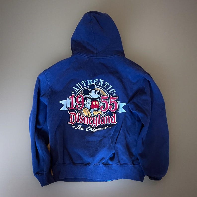 Sudadera con capucha Disneyland para mujer, pequeña, azul, con cremallera, estilo vintage imagen 1