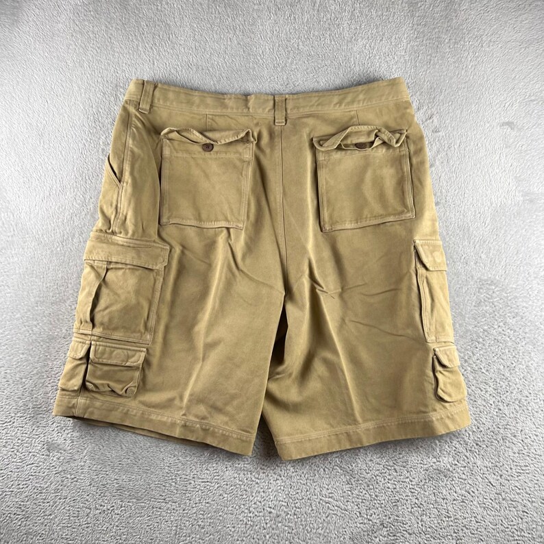 Tommy Bahama Mens Khaki Tan Silk Cotton Blend Cargo Shorts Size 38 fits 36 Tan image 2