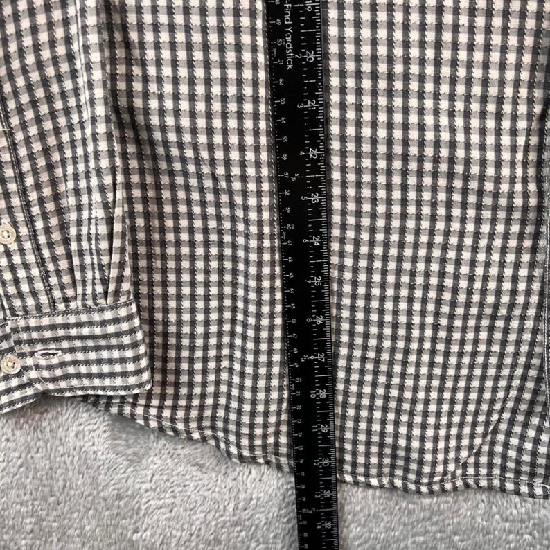 Camisa Tommy Bahama Indigo Palms para hombre, talla XL, de mezcla de lino con estampado de cuadros y botones. LEER imagen 7