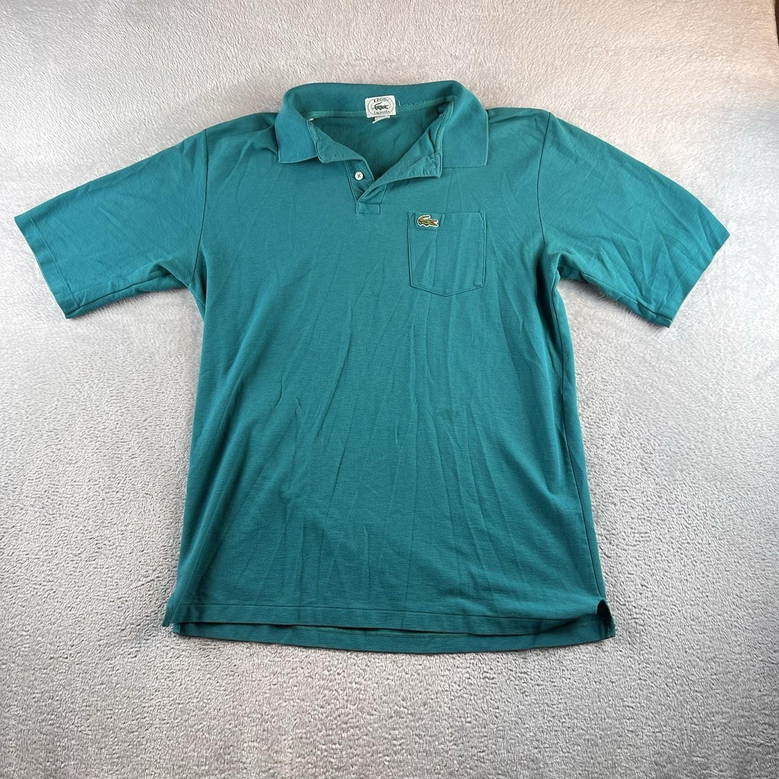 Vintage Izod Lacoste Polo Shirt Men XL Green Short Sleeve