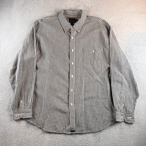 Camisa Tommy Bahama Indigo Palms para hombre, talla XL, de mezcla de lino con estampado de cuadros y botones. LEER imagen 1