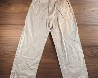 Pantalones chinos vintage Beverly Hills Polo Club para hombre, 40 x 30, color crema, con pliegues, estilo preppy