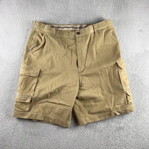 Tommy Bahama Mens Khaki Tan Silk Cotton Blend Cargo Shorts Size 38 fits 36 Tan image 1