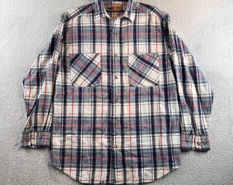 Camisa de franela a cuadros con botones Big Mac Penney's para hombre, talla M, azul, verde y rojo. LEER
