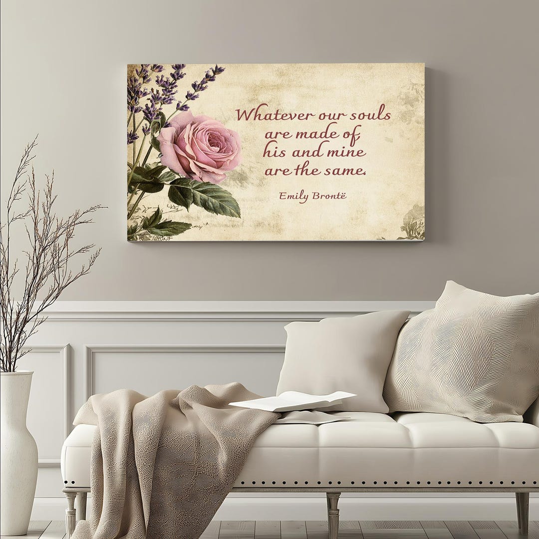 Romantic Wall Art Print, Floral Canvas, Inspirational Quote Art, Home ...