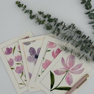 Set of 4 original, hand-painted 5x7 watercolor greeting cards (blank inside)