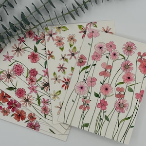 Set of 4 original, hand-painted 5x7 watercolor greeting cards (blank inside)