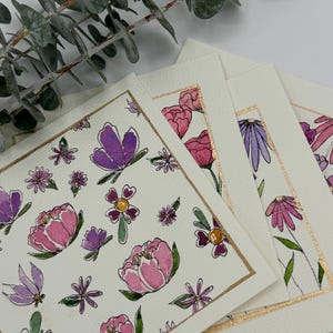 Set of 4 original, hand-painted watercolor greeting cards (blank inside)