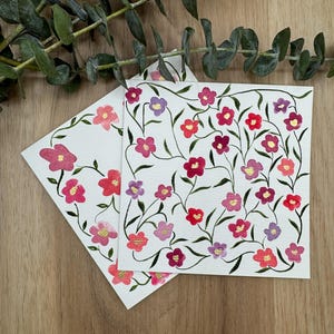 Set of 2 hand-painted watercolor note cards