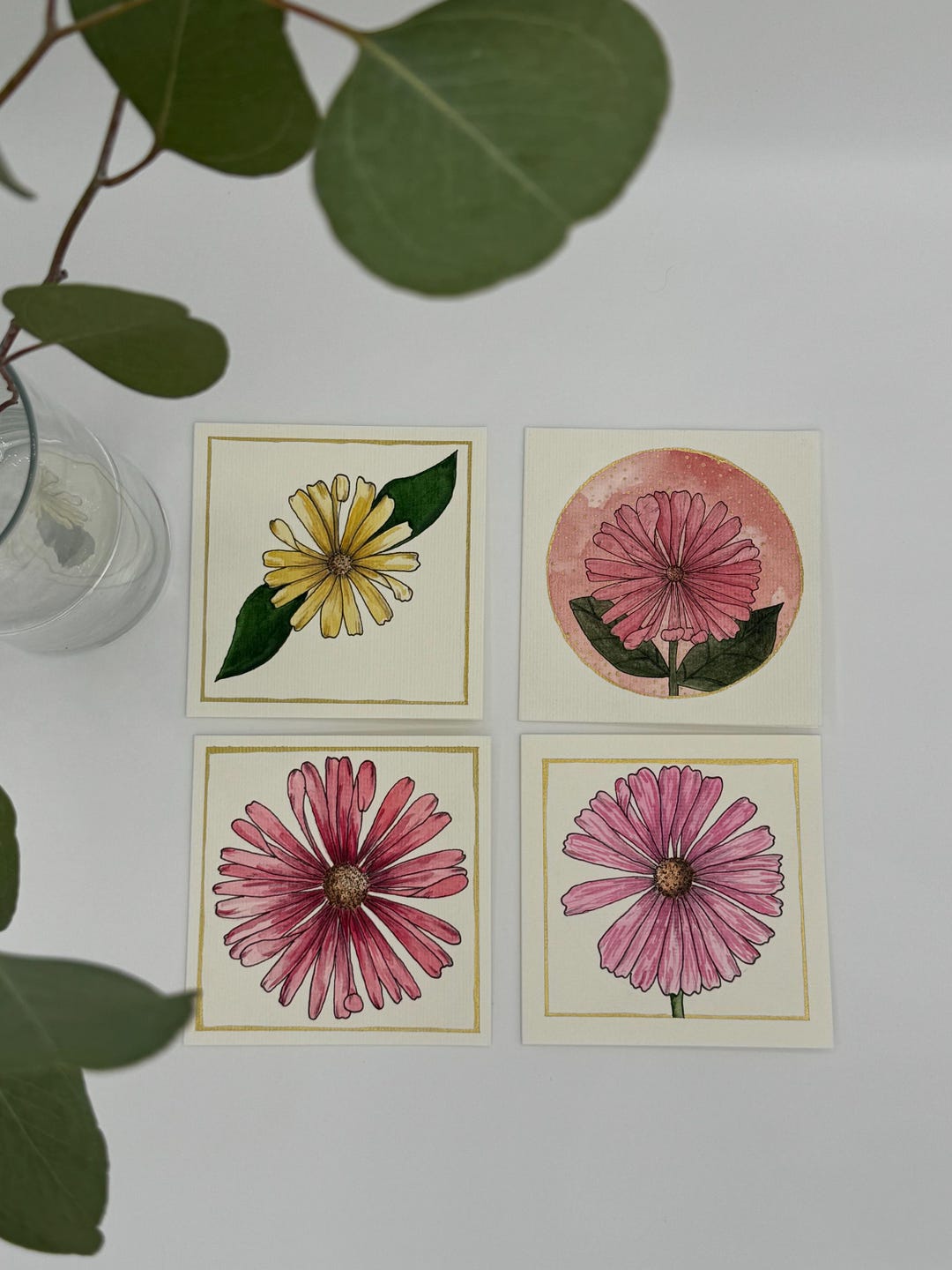 Set of 4 Original, Hand-painted Watercolor Greeting Cards (blank Inside ...