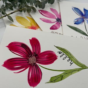 Set of 4 original, hand-painted 5x7 watercolor greeting cards (blank inside)