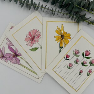 Set of 4 original, hand-painted 5x7 watercolor greeting cards (blank inside)