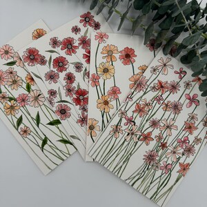 Set of 4 original, hand-painted 5x7 watercolor greeting cards (blank inside)