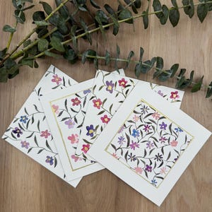 Hand-painted watercolor greeting cards (set of 4, blank inside)