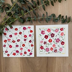 Set of 2 original, hand-painted watercolor greeting cards (blank inside)